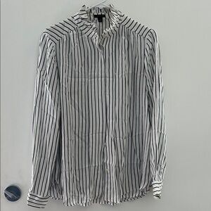 Ann Taylor Black and White Striped Blouse